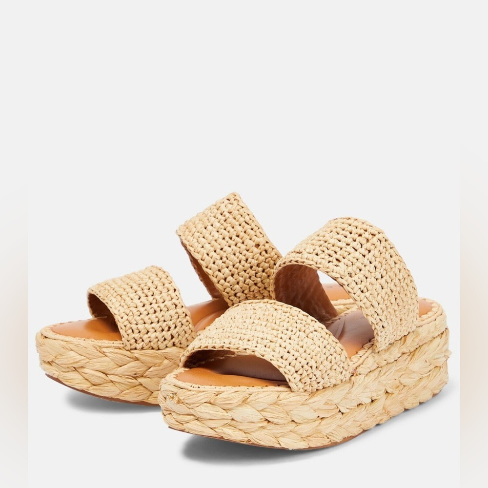 $575 Clergerie - Arlene raffia-woven leather sandals size 39